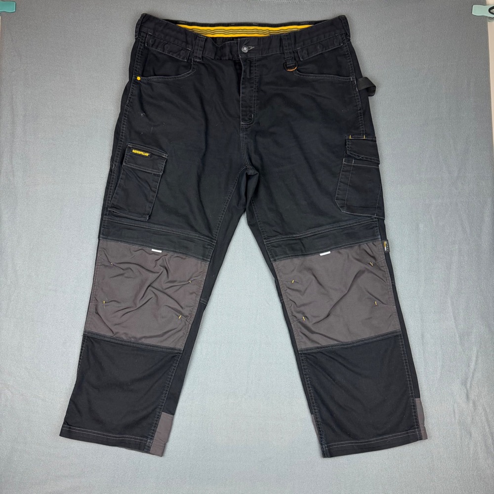CAT Caterpillar H2O Defender Work Pants Black Cordura Knee Pad Pockets 40x28
